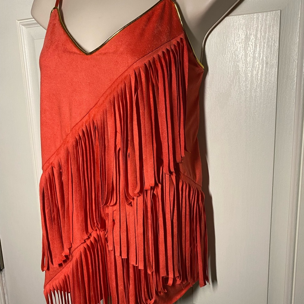 Vocal Orange Fringe with Gold Trim adjustable straps, soft feel and lightweight - Picture 4 of 10